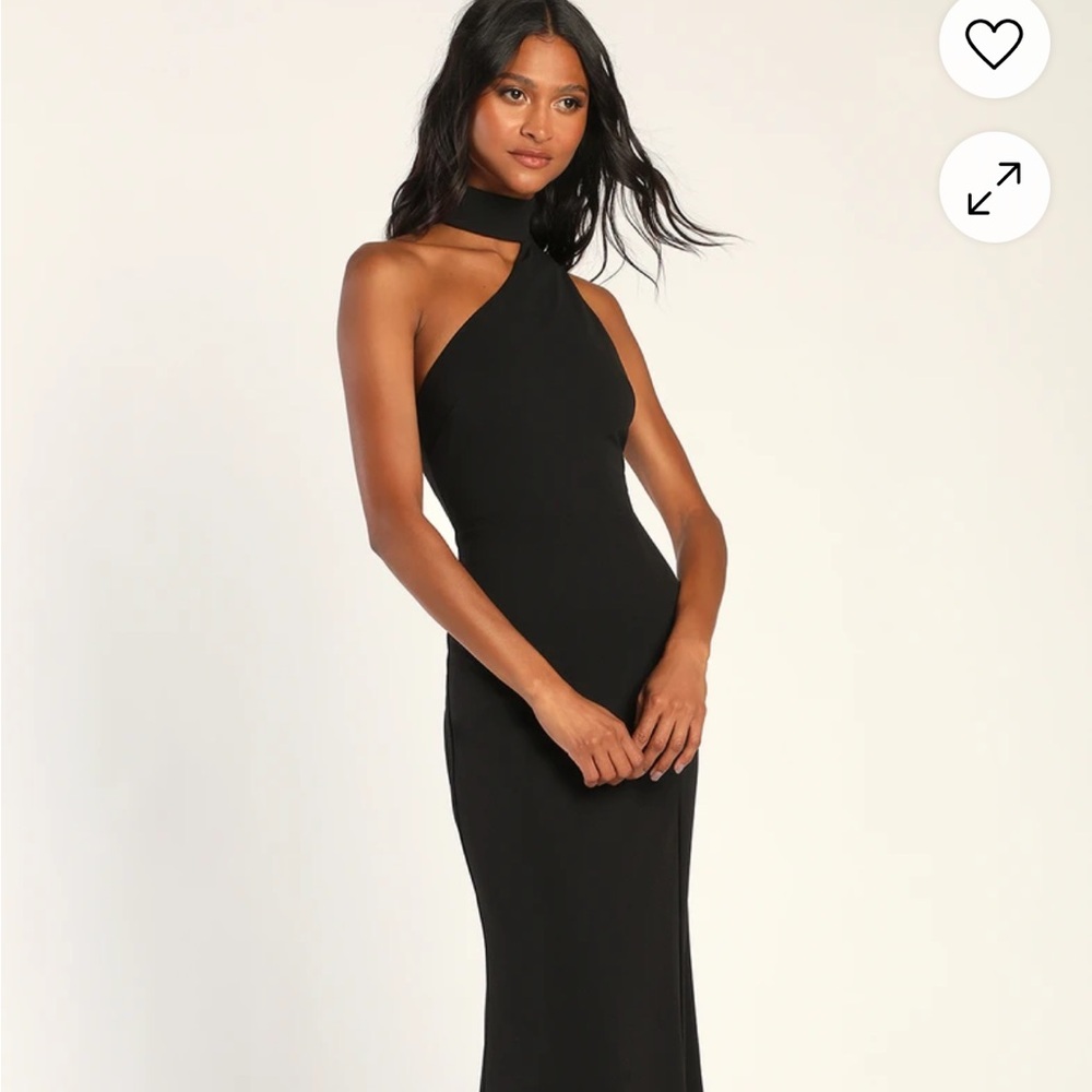 Lulu's Black One-Shoulder Slit Gown - Picture 3 of 3